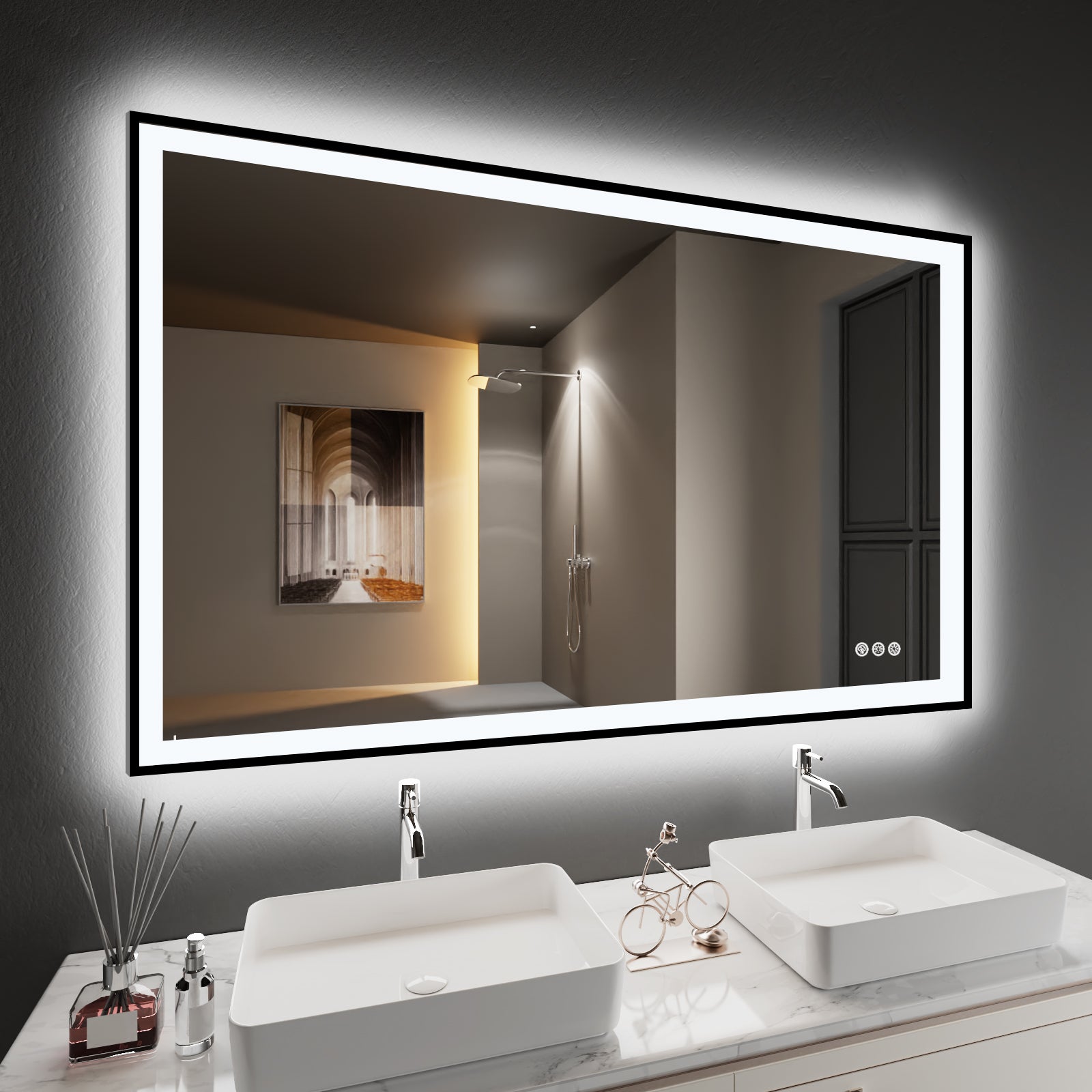 LED Mirror & Black Frame 24‘’X36‘’