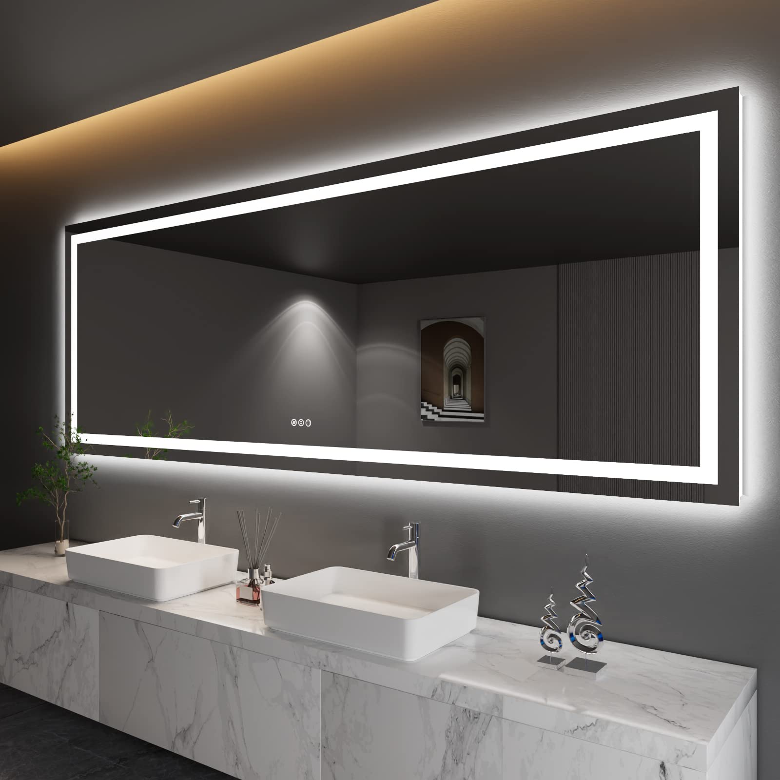 LED Mirror with Front & Backlit 110"x40"