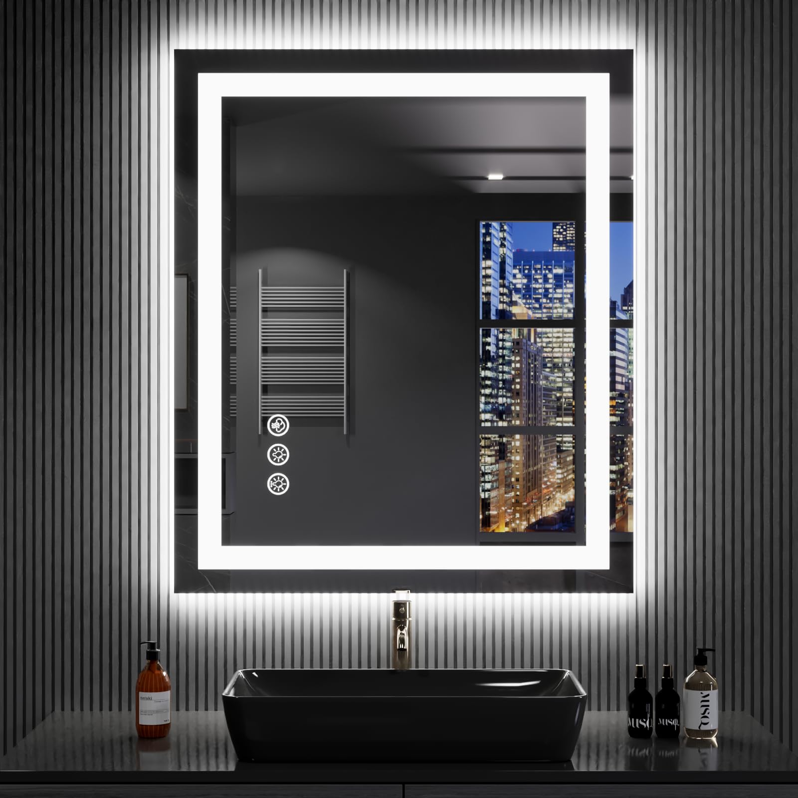 LED Mirror with RGB Front & Backlit, 40"x32"