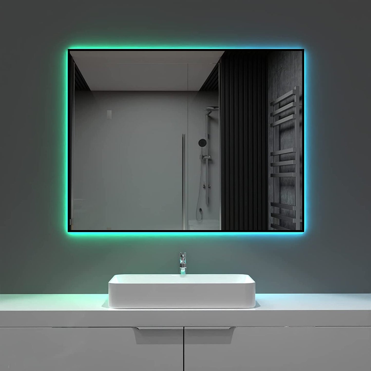 Amorho LED Bathroom Mirror with RGB Backlit, 40"x32"