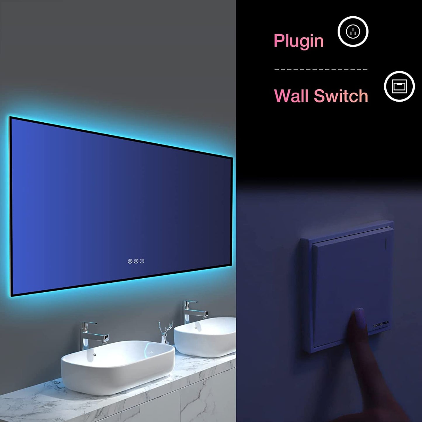 Amorho LED Bathroom Mirror with RGB Backlit, 72"x32"
