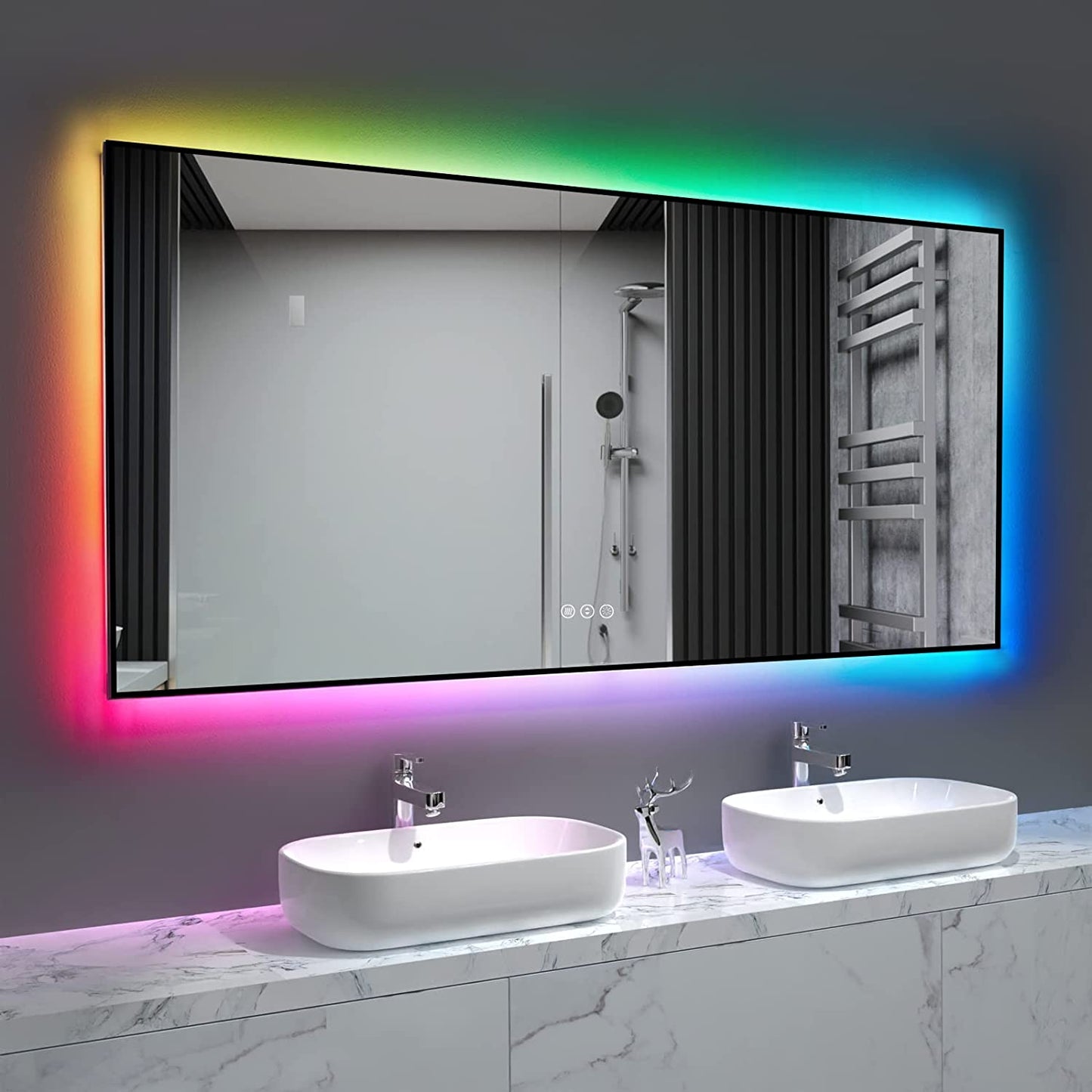 Amorho LED Bathroom Mirror with RGB Backlit, 60"x28"
