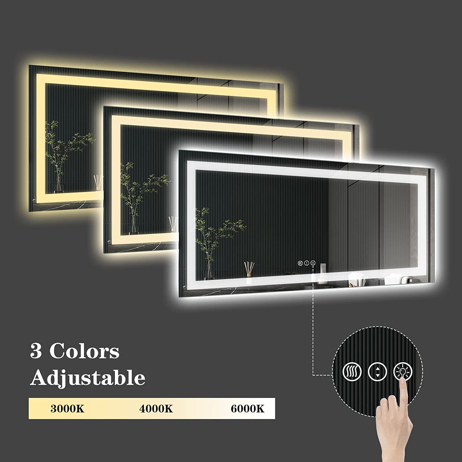 LED Mirror with Front & Backlit 55"x30"